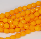 Opaque Sunflower Yellow Czech Glass Faceted Bead 6mm Round - 25 Pc